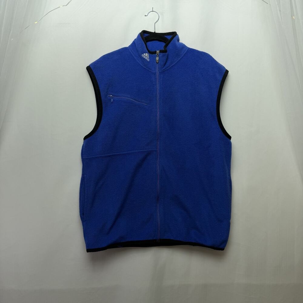 Adidas Vest Mens M Blue Fleece Full Zip Team Logo Outdoor Athletic